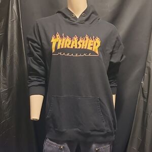 Thrasher Black Hoodie with Flame Logo SIZE MEDIUM